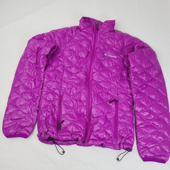 Columbia Women's Magenta Purple Turbodown 650 Mountain Quilted Puffer Jacket M - Picture 2 of 7